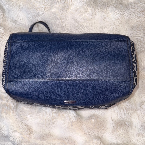 Denim Coach Navy and White Signature Tote - Picture 7 of 14